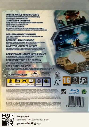 Bodycount PlayStation 3, Germany box back