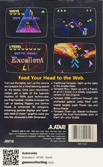 Asteroids Atari 7800, NTSC box back