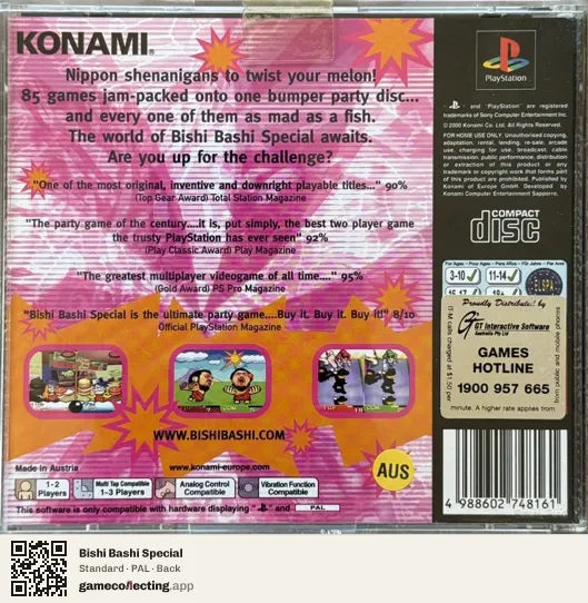 Bishi Bashi Special PlayStation, PAL box back
