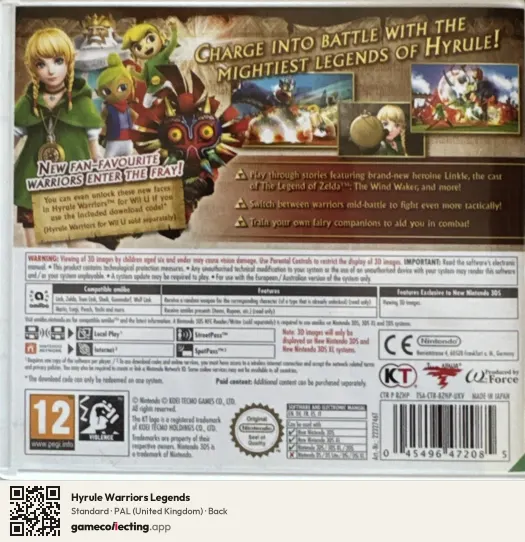 Hyrule Warriors Legends Nintendo 3DS, United Kingdom box back