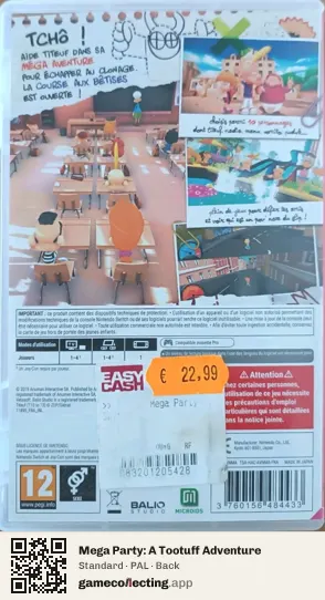 Mega Party: A Tootuff Adventure Nintendo Switch, PAL box back
