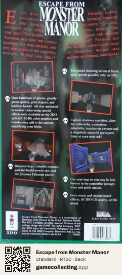 Escape from Monster Manor 3DO Interactive Multiplayer, NTSC box back