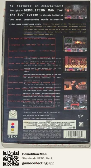 Demolition Man 3DO Interactive Multiplayer, NTSC box back