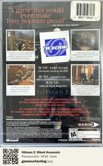 Hitman 2: Silent Assassin Xbox, NTSC box back