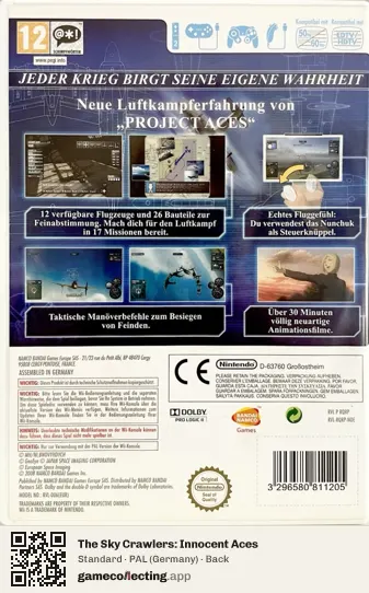The Sky Crawlers: Innocent Aces Nintendo Wii, Germany box back