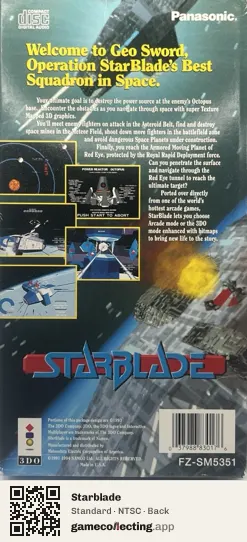 Starblade 3DO Interactive Multiplayer, NTSC box back