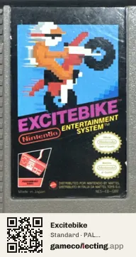Excitebike Nintendo Entertainment System, PAL cartridge label
