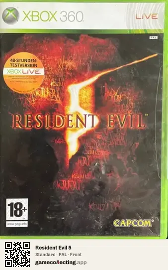 Resident Evil 5 Xbox 360, PAL box front