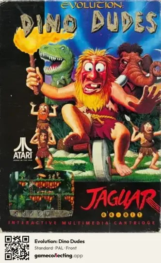 Evolution: Dino Dudes Atari Jaguar, PAL box front