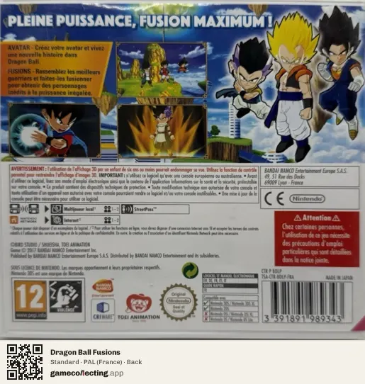 Dragon Ball Fusions Nintendo 3DS, France box back