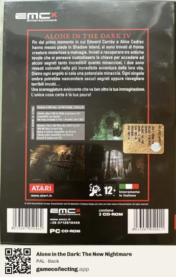 Alone in the Dark: The New Nightmare Computer, PAL box back