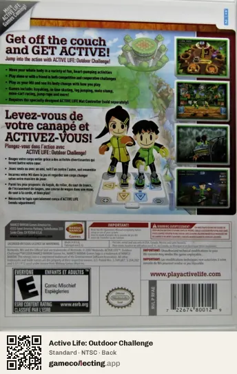 Active Life: Outdoor Challenge Nintendo Wii, NTSC box back
