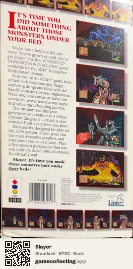 Slayer 3DO Interactive Multiplayer, NTSC box back