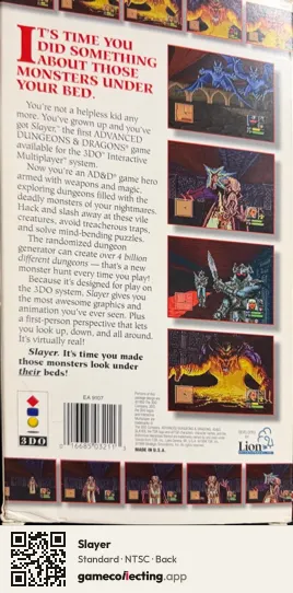 Slayer 3DO Interactive Multiplayer, NTSC box back