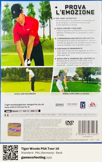 Tiger Woods PGA Tour 10 PlayStation 2, Germany box back