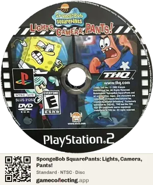 SpongeBob SquarePants: Lights, Camera, Pants! PlayStation 2, NTSC disc