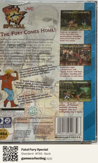 Fatal Fury Special Sega Mega-CD / Sega CD, NTSC box back