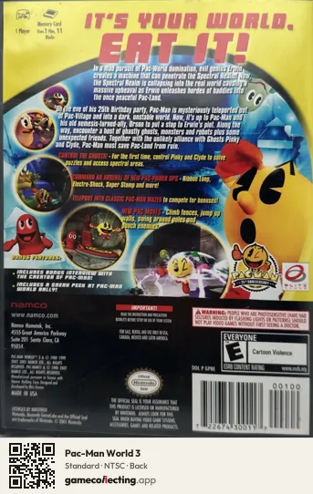 Pac-Man World 3 Nintendo GameCube, NTSC box back