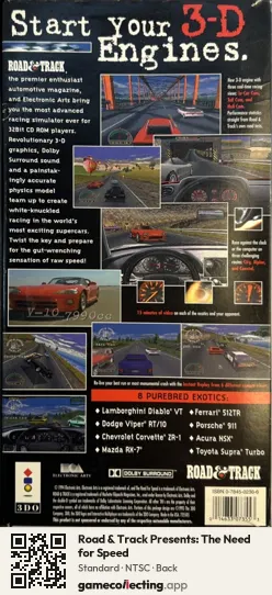 Road & Track Presents: The Need for Speed 3DO Interactive Multiplayer, NTSC box back