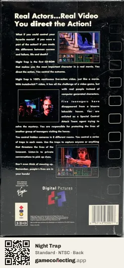 Night Trap 3DO Interactive Multiplayer, NTSC box back