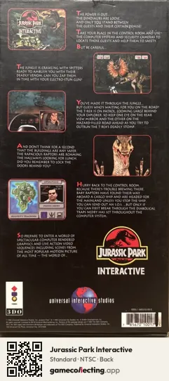 Jurassic Park Interactive 3DO Interactive Multiplayer, NTSC box back