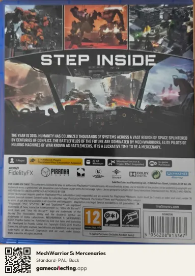 MechWarrior 5: Mercenaries PlayStation 5, PAL box back