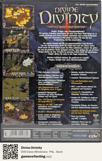 Divine Divinity Computer, PAL box back
