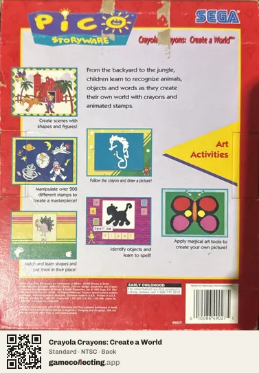 Crayola Crayons: Create a World Sega Pico, NTSC box back
