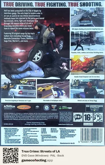 True Crime: Streets of LA Computer, PAL box back
