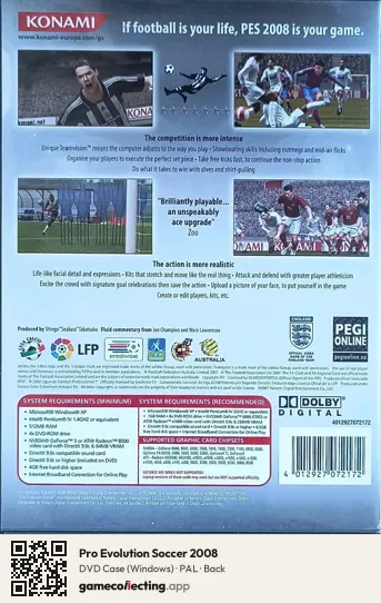 Pro Evolution Soccer 2008 Computer, PAL box back