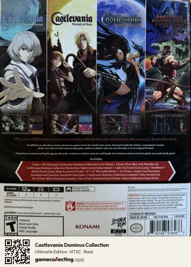 Castlevania Dominus Collection Nintendo Switch, NTSC box back