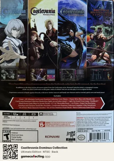 Castlevania Dominus Collection Nintendo Switch, NTSC box back