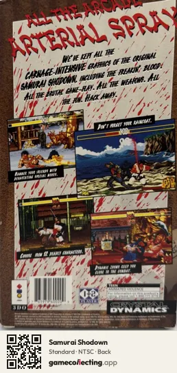 Samurai Shodown 3DO Interactive Multiplayer, NTSC box back