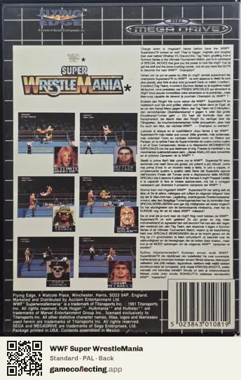 WWF Super WrestleMania Sega Mega Drive / Genesis, PAL box back