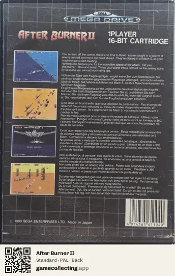 After Burner II Sega Mega Drive / Genesis, PAL box back