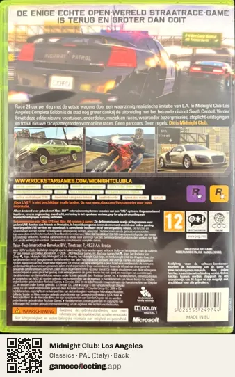 Midnight Club: Los Angeles Xbox 360, Italy box back