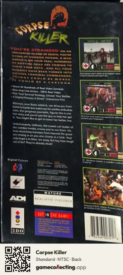 Corpse Killer 3DO Interactive Multiplayer, NTSC box back