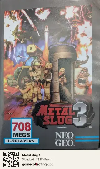 Metal Slug 3 Neo Geo AES, NTSC box front