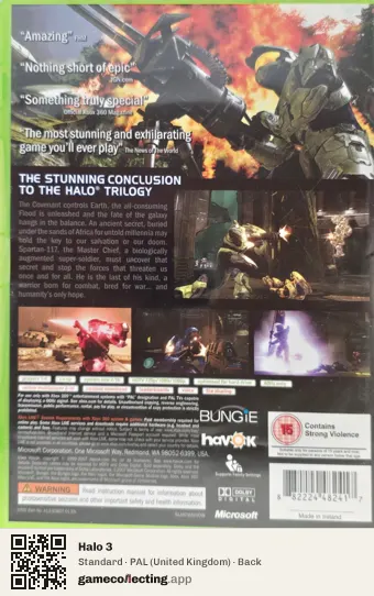 Halo 3 Xbox 360, United Kingdom box back