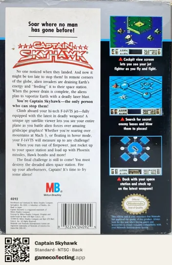 Captain Skyhawk Nintendo Entertainment System, NTSC box back