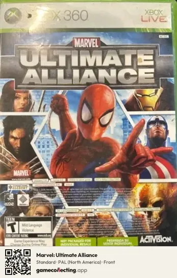 Marvel: Ultimate Alliance Xbox 360, North America box front