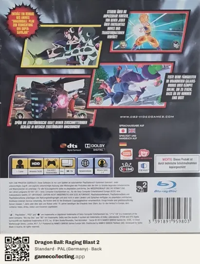 Dragon Ball: Raging Blast 2 PlayStation 3, Germany box back