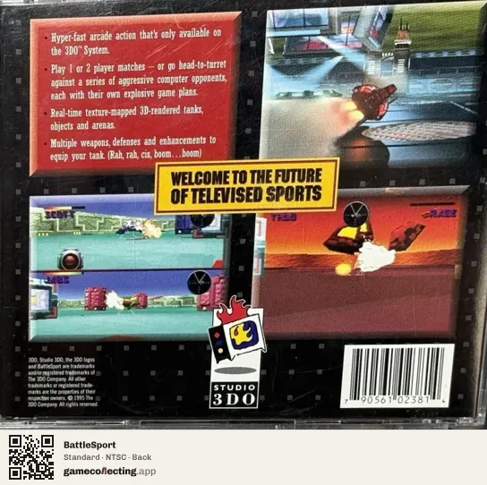 BattleSport 3DO Interactive Multiplayer, NTSC box back