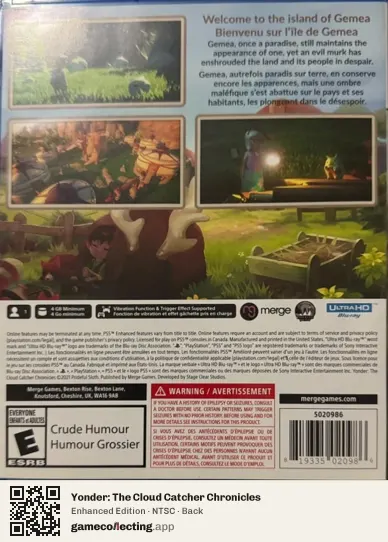 Yonder: The Cloud Catcher Chronicles PlayStation 5, NTSC box back