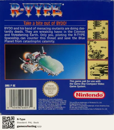 R-Type Game Boy, PAL box back