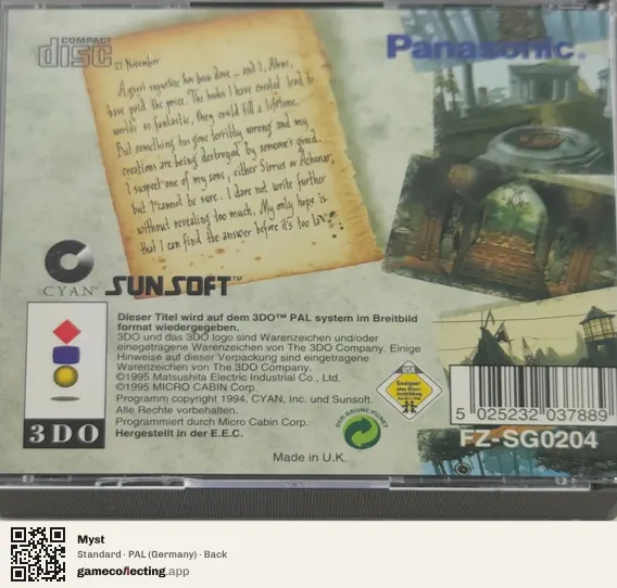 Myst 3DO Interactive Multiplayer, Germany box back