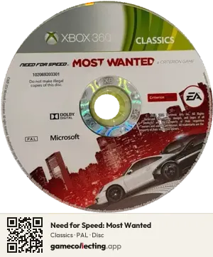 Need for Speed: Most Wanted Xbox 360, PAL disc