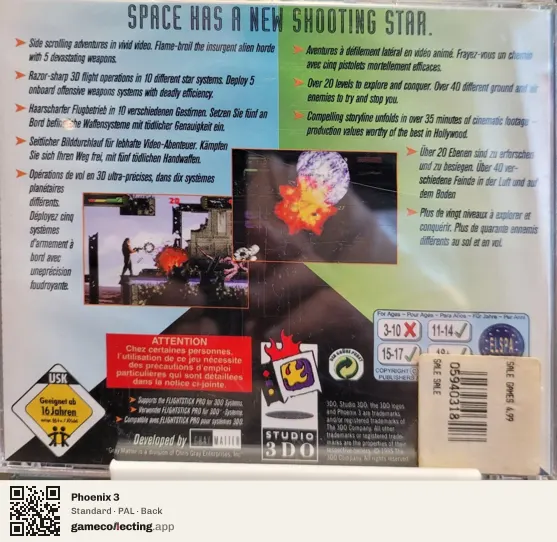 Phoenix 3 3DO Interactive Multiplayer, PAL box back