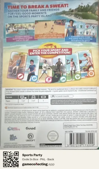 Sports Party Nintendo Switch, PAL box back