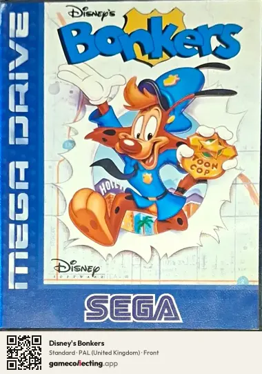 Disney's Bonkers Sega Mega Drive / Genesis, United Kingdom box front